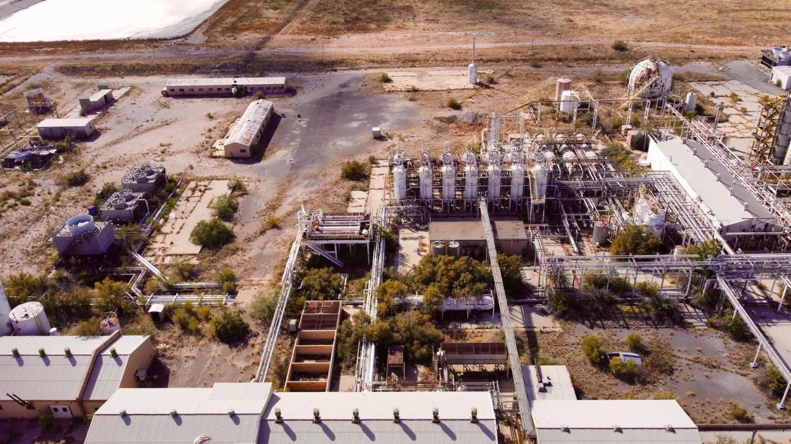 Aerial view of an industrial processing facility